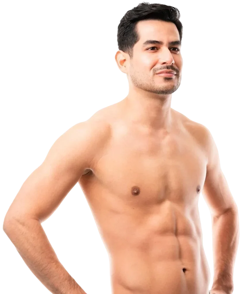 portrait shirtless male model with muscular body standing studio with his hands hips 1 e1765117586321